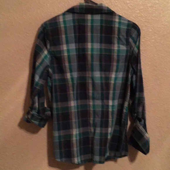 Blue/Green plaid Western shirt - Picture 2 of 5